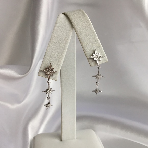 Sale $18 Firm! Sterling Silver rhodium plated Star Earrings - Picture 8 of 14